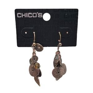 Chico’s Bronze-Tone Textured Disc Dangle Earrings NWT